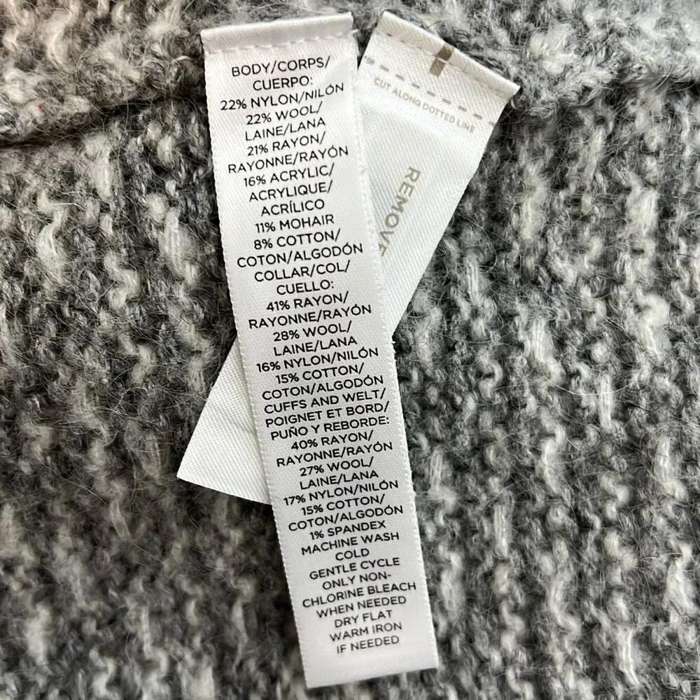 LOFT Women's Geometric Long Sleeves Shawl Lapel Open Front Cardigan Gray Medium - Picture 6 of 7